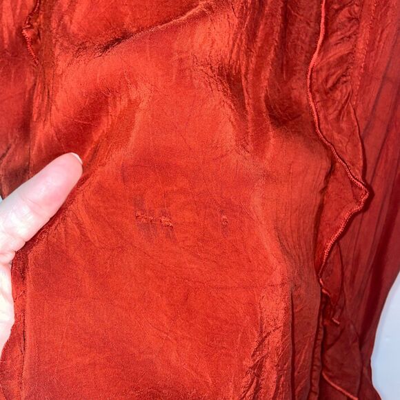 Click by Color Me Cotton Midi Dress M Cupro Rayon Rust Corset Tie Back READ - Picture 7 of 12